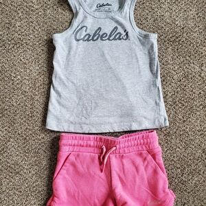 Cabela's Heather Gray Tank and Bright Pink Shorts